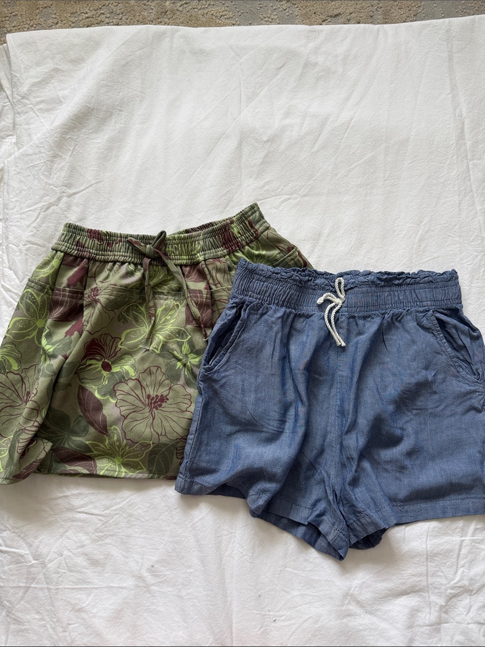 Zara Green Floral and Blue Drawstring Kids Skirts